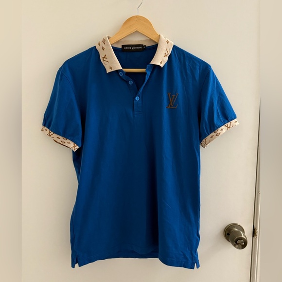 Louis Vuitton Royal Blue Polo with Monogram Accents - Picture 1 of 9